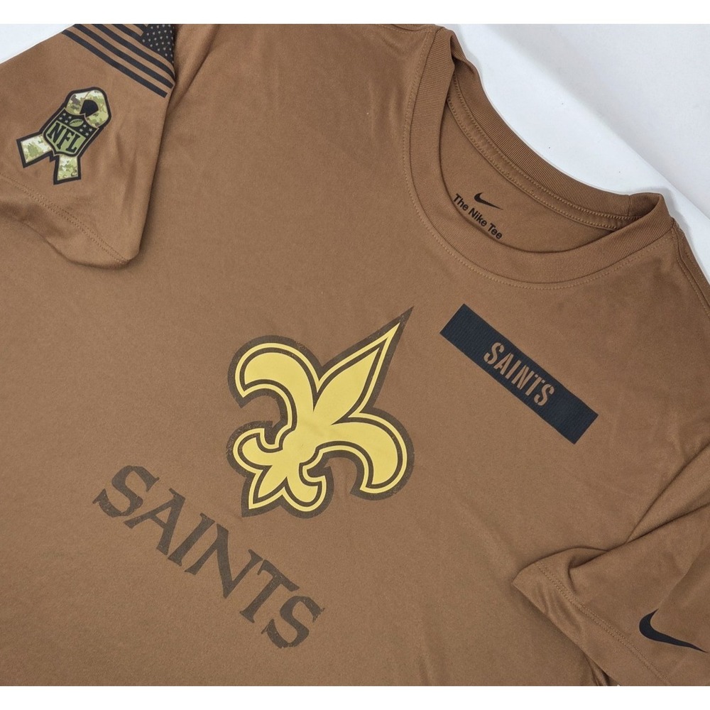 Nike New Orleans Saints Salute To Service Mens Large Short Sleeve Shirt Brown